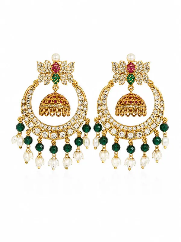 Gold_Alloy_Butterfly_Chandbali_Green_Crystal_Pearl_Jhumka_For_Women