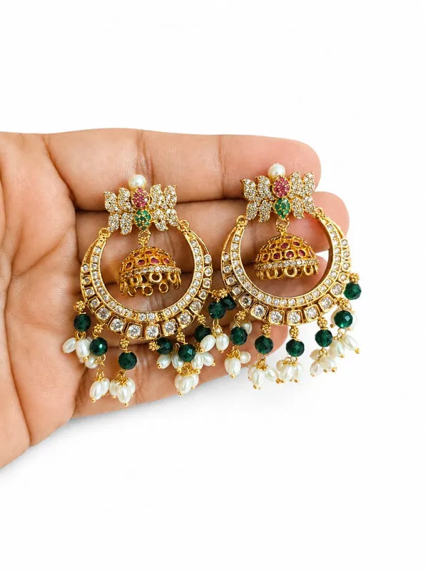 Gold_Alloy_Butterfly_Chandbali_Green_Crystal_Pearl_Jhumka_For_Women
