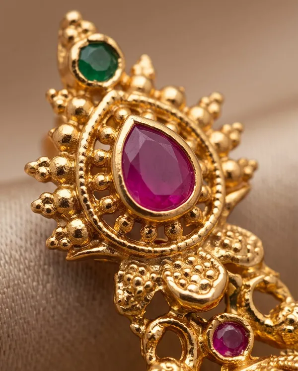Gold_Alloy_Designer_Pink_Green_Stone_Jhumka_Earrings_For_Women