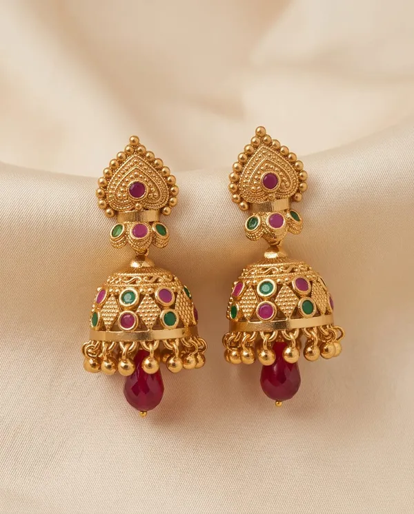 Gold_Alloy_Ruby_Green_Stone_Traditional_Jhumka_Earrings_For_Women