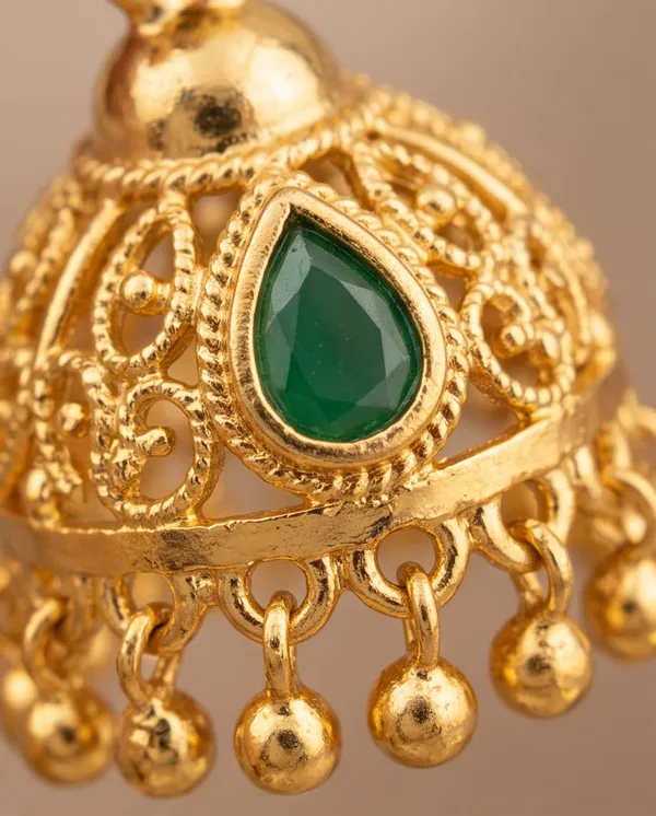 Gold_Alloy_Pink_Green_Stone_Designer_Jhumka_Earrings_For_Women