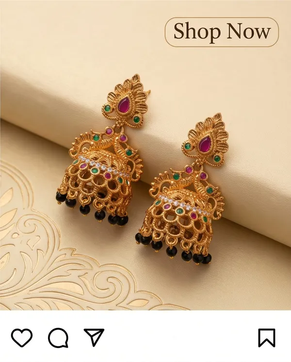 Gold_Alloy_Peacock_Black_Bead_Jhumka_Earrings_For_Women