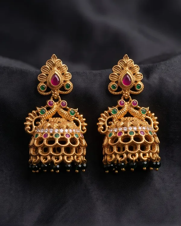 Gold_Alloy_Peacock_Black_Bead_Jhumka_Earrings_For_Women