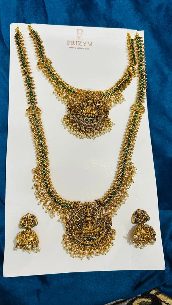 Gold_Alloy_Green_Stone_Temple_Style_Necklace_Set_For_Women