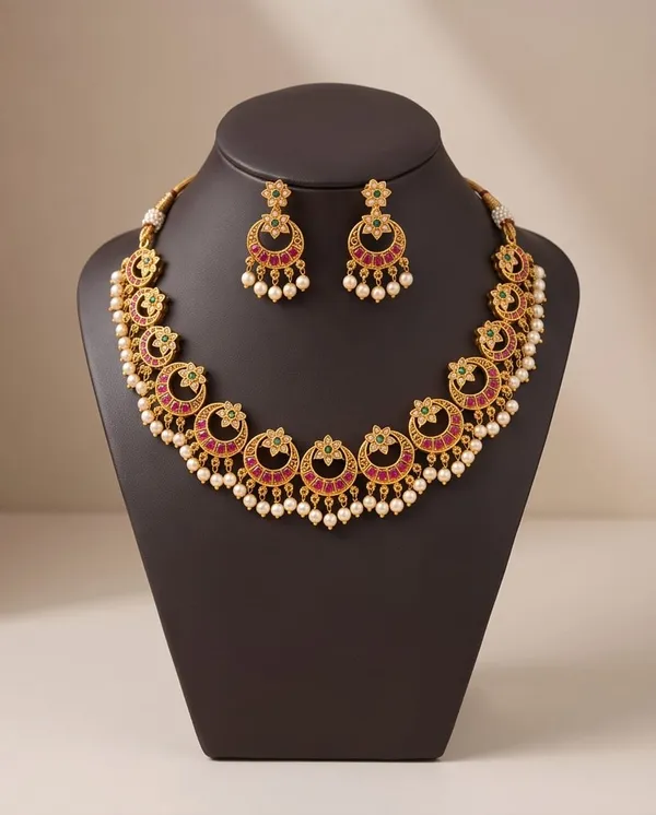 Gold_Alloy_Pink_Stone_Traditional_Necklace_Set_For_Women