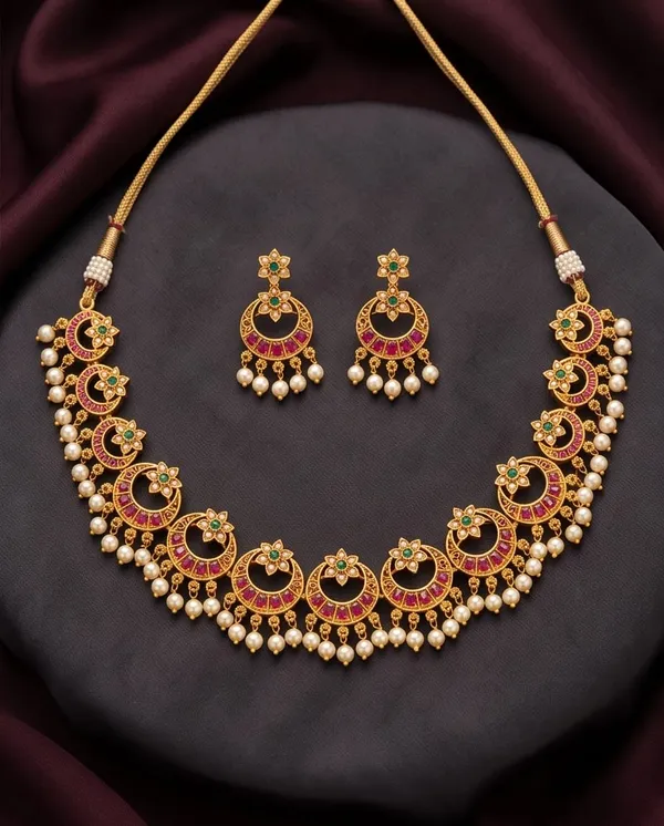 Gold_Alloy_Pink_Stone_Traditional_Necklace_Set_For_Women