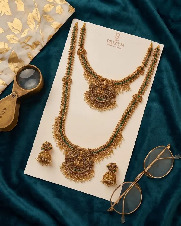 Gold_Alloy_Green_Stone_Temple_Style_Necklace_Set_For_Women
