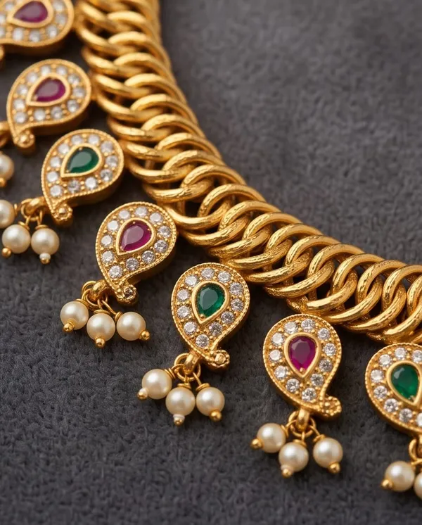 Gold_Alloy_Peacock_Motif_Necklace_Set_For_Women