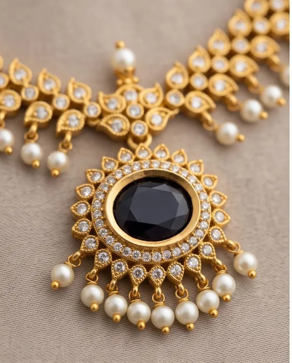 Gold_Alloy_Kundan_Black_Stone_Necklace_Set_For_Women