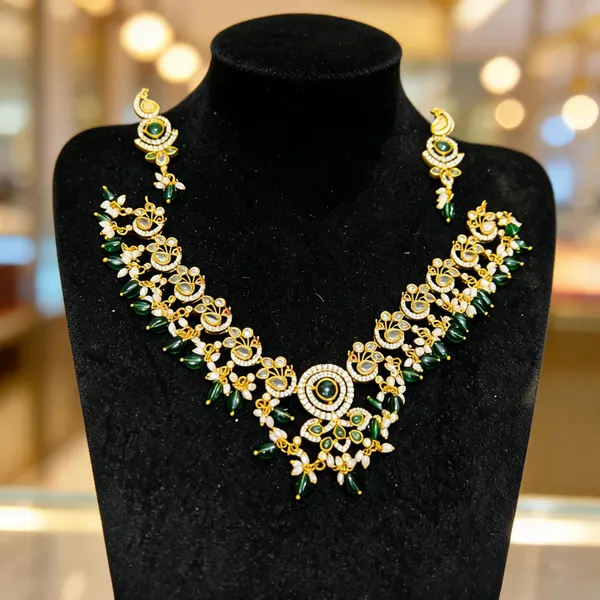Gold_Alloy_Green_White_Stone_Traditional_Necklace_Set_For_Women