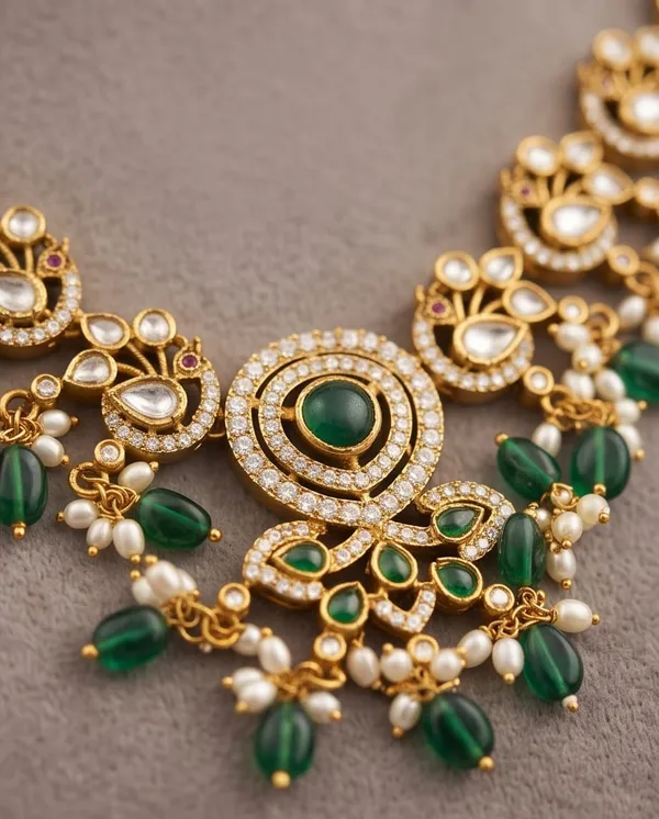 Gold_Alloy_Green_White_Stone_Traditional_Necklace_Set_For_Women