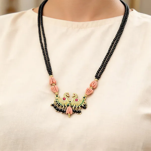 Gold_Alloy_Black_Beaded_Short_Haram_Necklace_For_Women