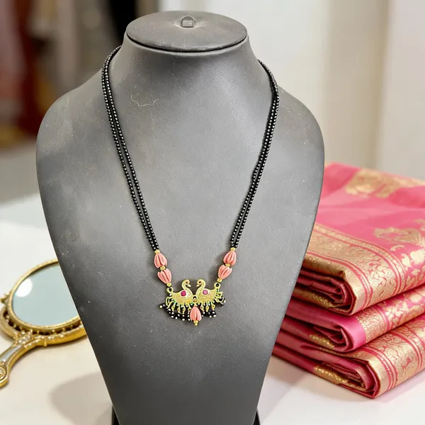 Gold_Alloy_Black_Beaded_Short_Haram_Necklace_For_Women