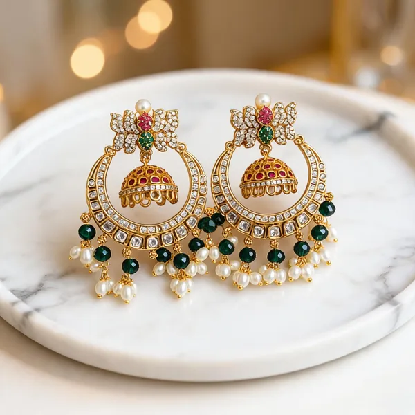 Gold_Alloy_Butterfly_Chandbali_Green_Crystal_Pearl_Jhumka_For_Women