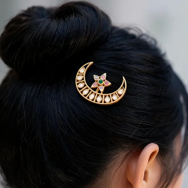 Gold_Alloy_Chandbali_Floral_Stone_Hair_Accessory_For_Women