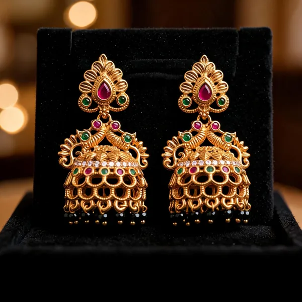 Gold_Alloy_Peacock_Black_Bead_Jhumka_Earrings_For_Women