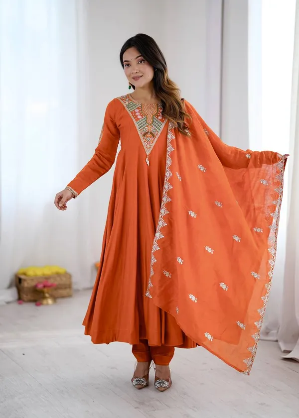 Orange_Embroidered_Anarkali_Suit_Set_for_Women