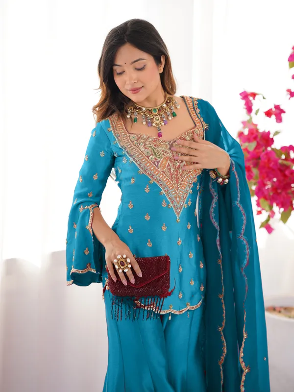 Teal_Embroidered_Ethnic_Sharara_Set_for_Women