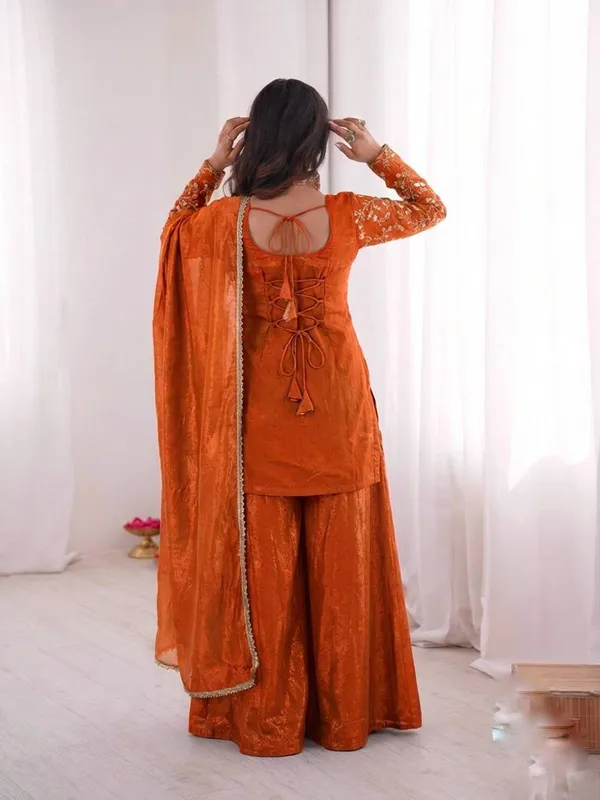 Orange_Embroidered_Sharara_Set_For_Women