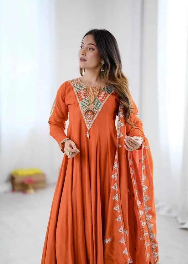 Orange_Embroidered_Anarkali_Suit_Set_for_Women