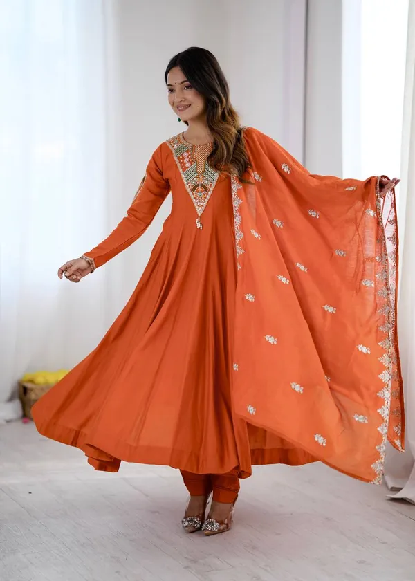 Orange_Embroidered_Anarkali_Suit_Set_for_Women