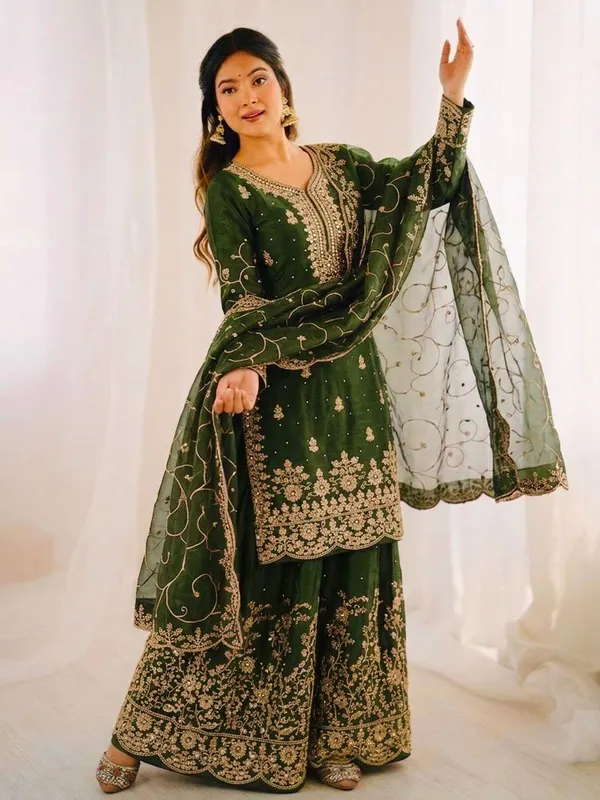 Green_Embroidered_Sharara_Suit_Set_for_Women
