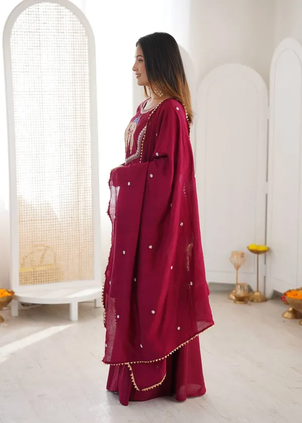 Maroon_Embroidered_Anarkali_Suit_Set_For_Women