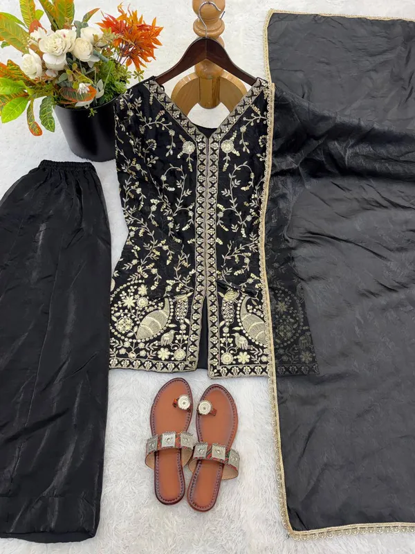 Black_Embroidered_Sharara_Suit_Set_For_Women