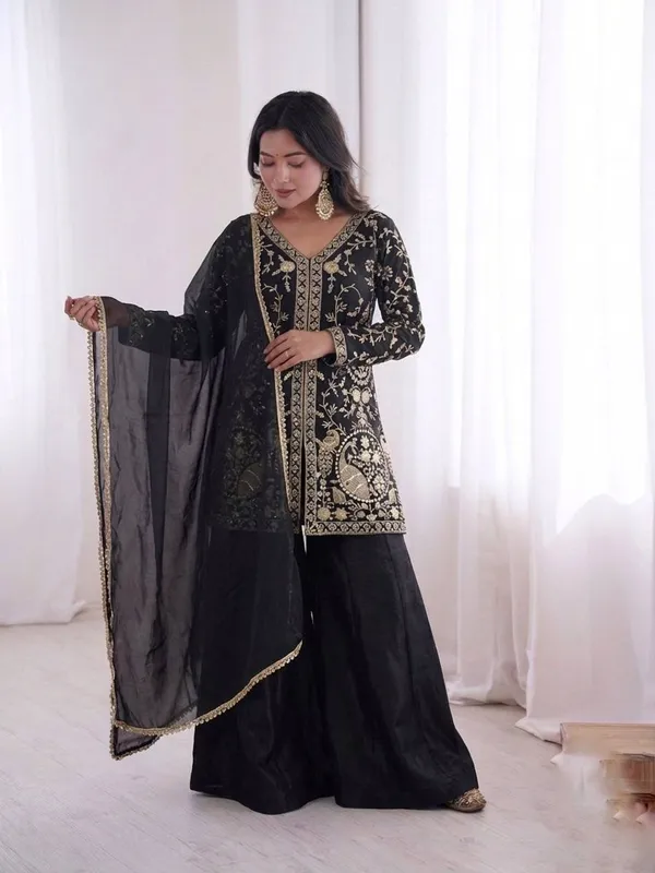 Black_Embroidered_Sharara_Suit_Set_For_Women