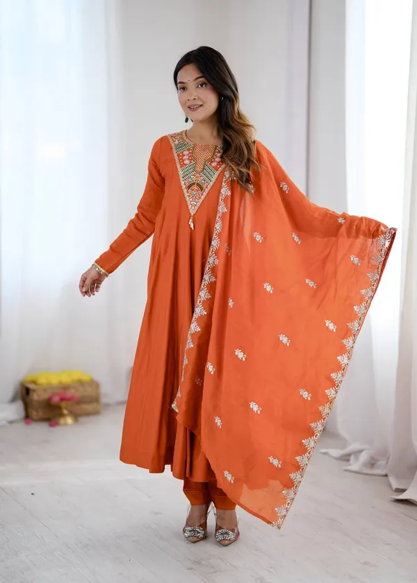 Orange_Embroidered_Anarkali_Suit_Set_for_Women