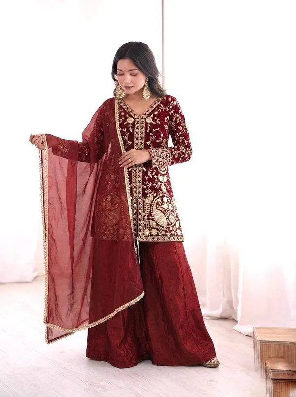 Maroon_Embroidered_Ethnic_Sharara_Suit_Set_for_Women