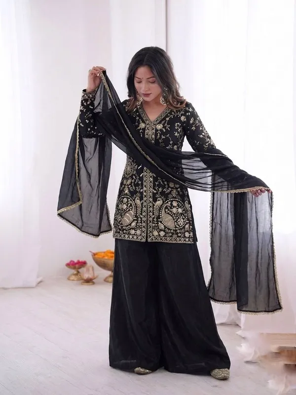 Black_Embroidered_Sharara_Suit_Set_For_Women