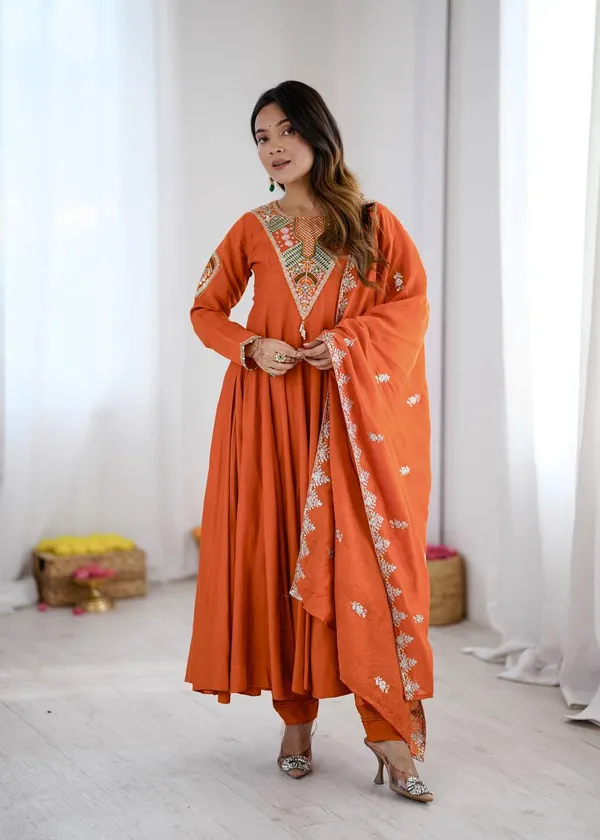 Orange_Embroidered_Anarkali_Suit_Set_for_Women