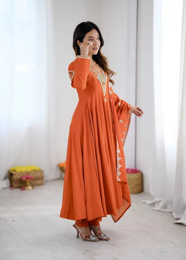 Orange_Embroidered_Anarkali_Suit_Set_for_Women