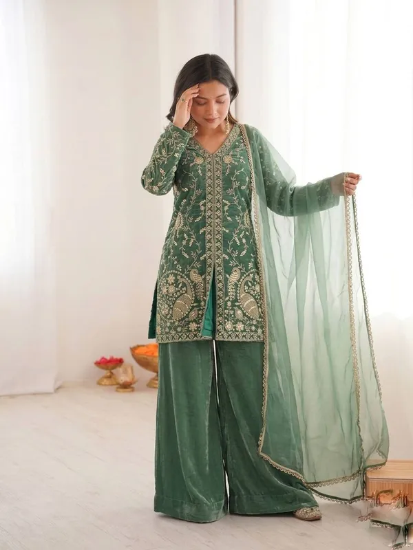 Green_Velvet_Embroidered_Sharara_Suit_Set_for_Women