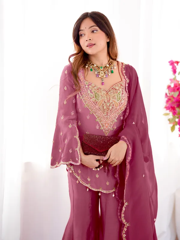 Pink_Embroidered_Sharara_Suit_Set_for_Women