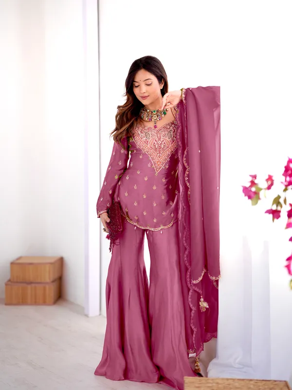 Pink_Embroidered_Sharara_Suit_Set_for_Women