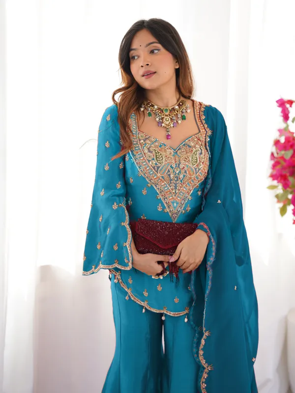 Teal_Embroidered_Ethnic_Sharara_Set_for_Women