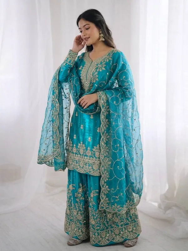 Teal_Embroidered_Straight_Sharara_Set_for_Women