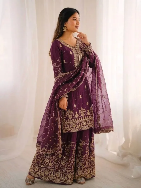 Purple_Embroidered_Sharara_Suit_Set_For_Women
