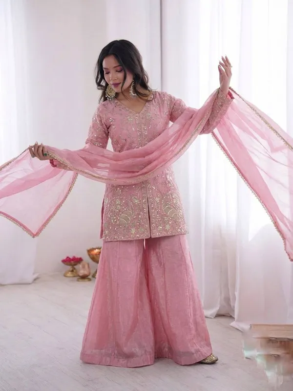 Pink_Embroidered_Sharara_Set_For_Women