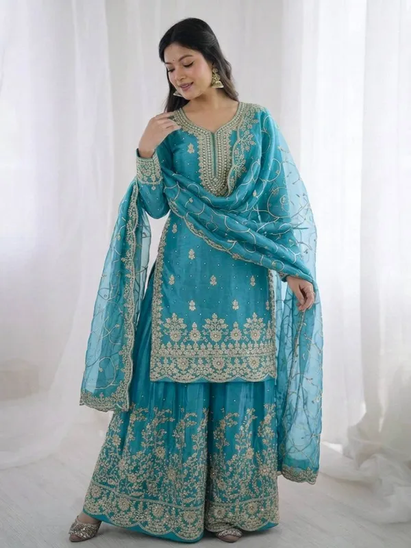 Teal_Embroidered_Straight_Sharara_Set_for_Women