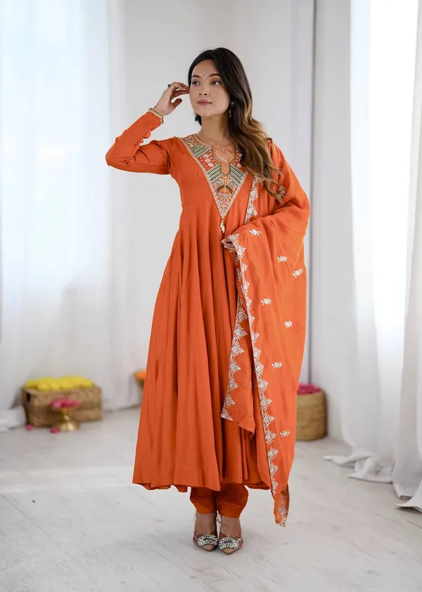 Orange_Embroidered_Anarkali_Suit_Set_for_Women