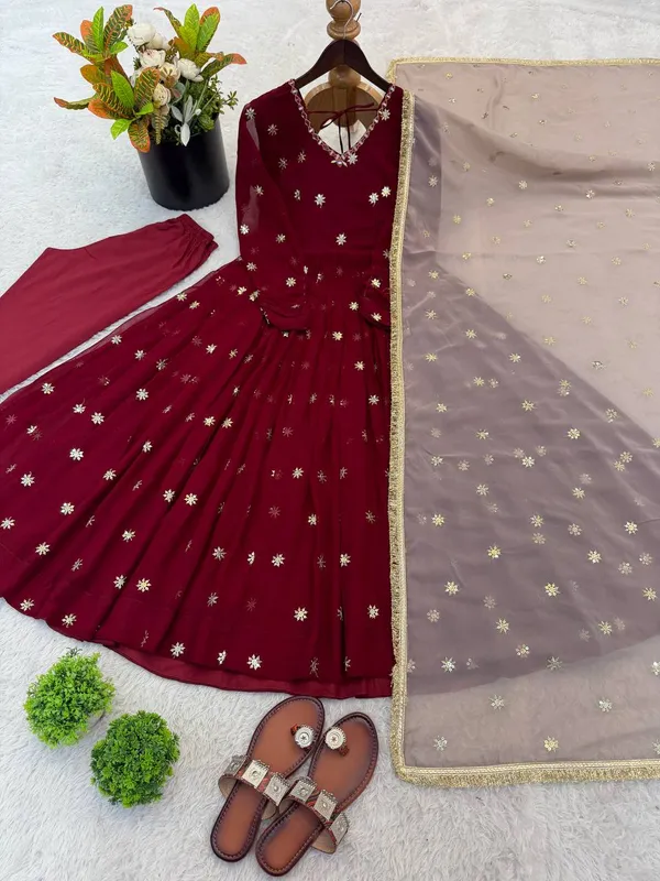 Maroon_Embroidered_Anarkali_Suit_Set_for_Women