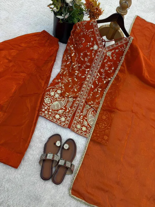 Orange_Embroidered_Sharara_Set_For_Women