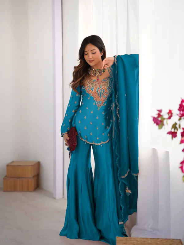 Teal_Embroidered_Ethnic_Sharara_Set_for_Women