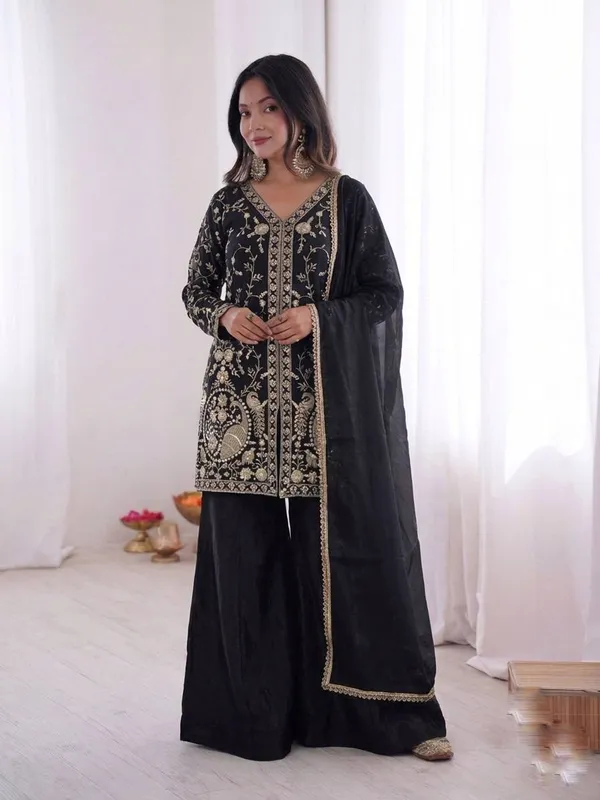 Black_Embroidered_Sharara_Suit_Set_For_Women