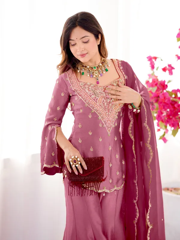 Pink_Embroidered_Sharara_Suit_Set_for_Women
