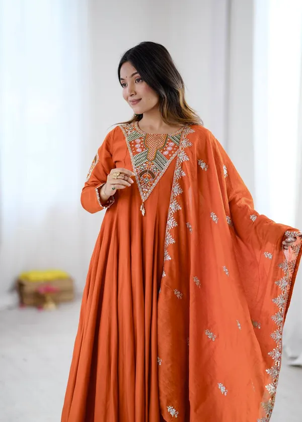 Orange_Embroidered_Anarkali_Suit_Set_for_Women