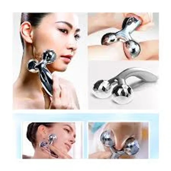 NextTech_Silver_Double_Ball_Facial_and_Body_Massage_Roller_-_Handheld_Manual_Massager_for_Face,_Neck_&_Full_Body_Relaxation
